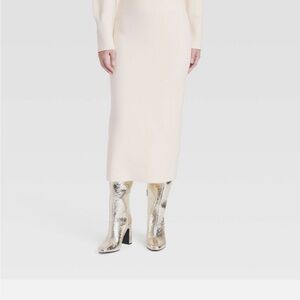 Women's Cozy Knit Midi Sweater Skirt - A New Day Cream S